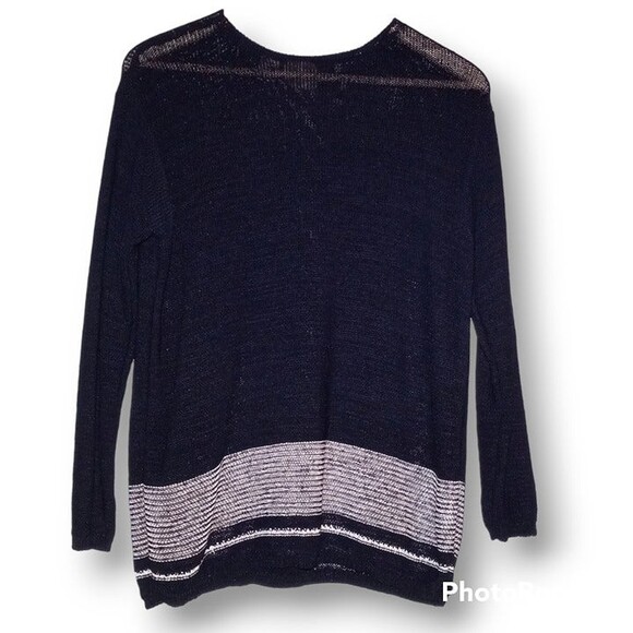 DKNY Open Knit Tunic Sweater-Small-Oversized-Navy-White-Vintage-Grunge Rock - Picture 1 of 5